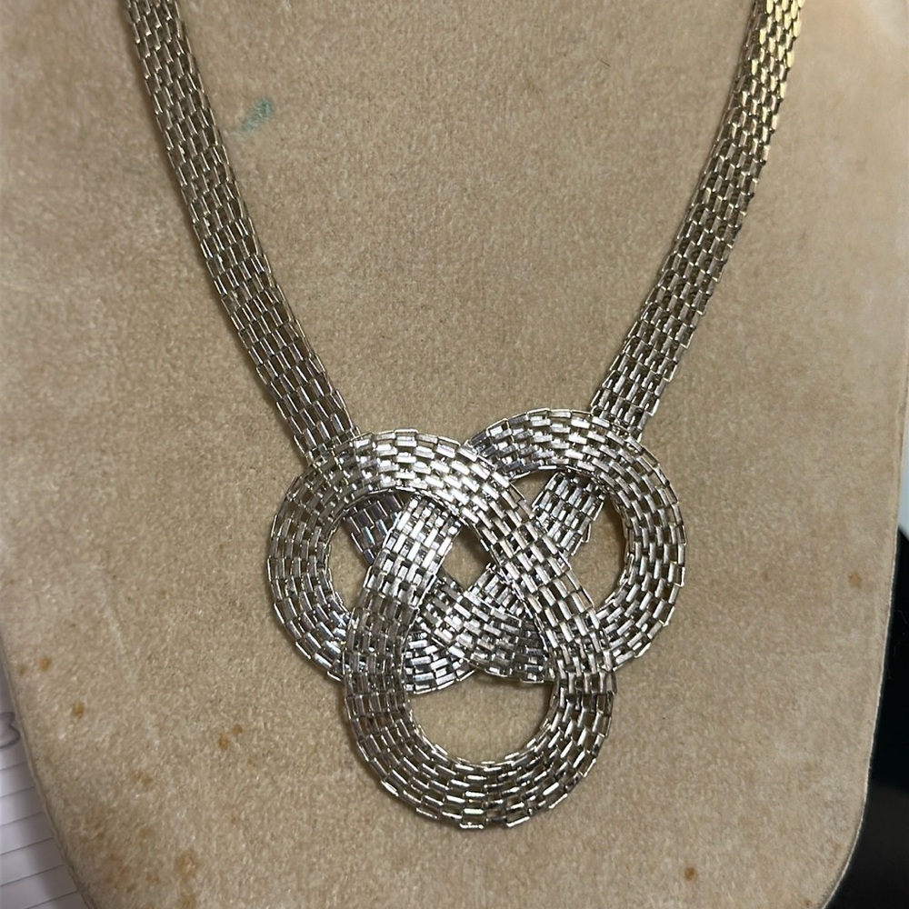 Eternity Knot Necklace Silver Tone